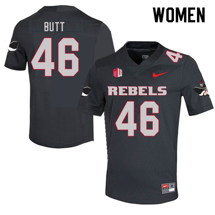 Women #46 Charlton Butt UNLV Rebels College Football Jerseys Sale-Charcoal